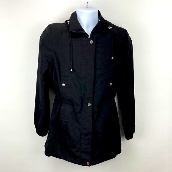 Calvin Klein Pea Coat Zip Up Button Hooded Women’s Size Small - Picture 1 of 9